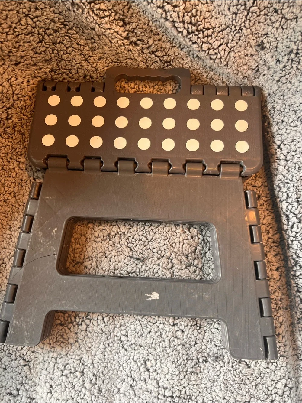 Folding Step Stool - Dark Gray with White Dots